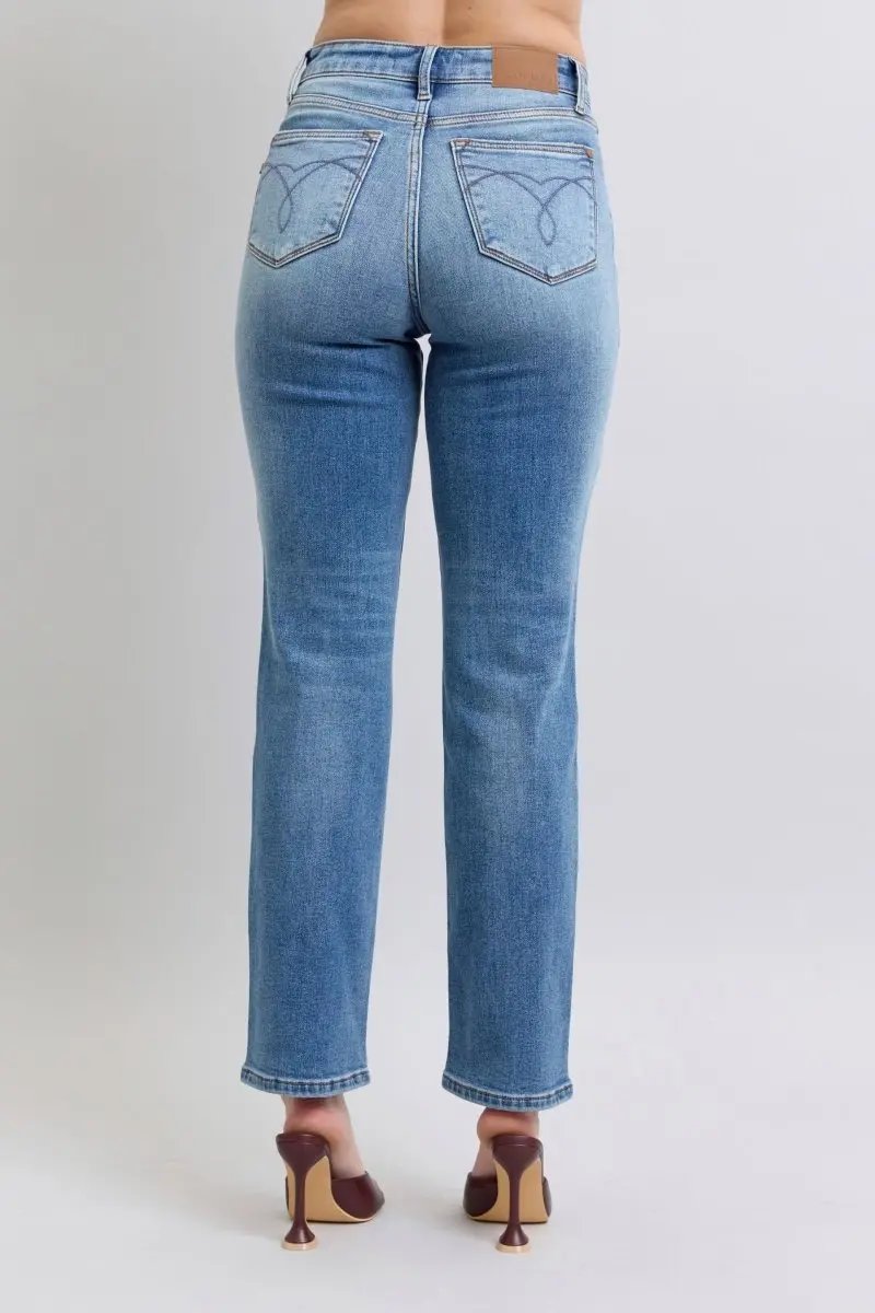 Judy Blue Full Size Run Vintage Wash Thermal Straight Jeans - Love Salve